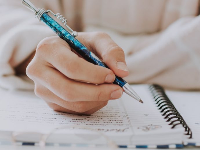 blue and black click pen